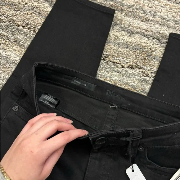 KUT From The Kloth Black Straight Leg Jeans Sz 0 NWT | KUT Straight Leg Jeans * - Picture 6 of 13